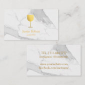 Modern Dark Marble Wine Bartender Sommelier Visitekaartje (Voorkant / Achterkant)