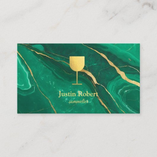 Modern Dark Marble Wine Bartender Sommelier Visitekaartje (Voorkant)