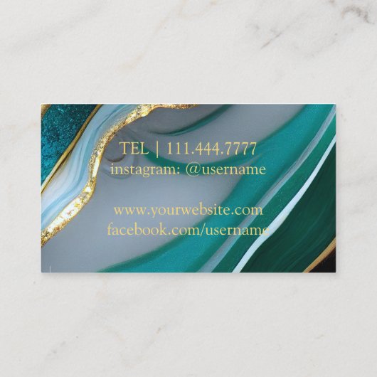 Modern Dark Marble Wine Bartender Sommelier Visitekaartje (Achterkant)