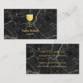 Modern Dark Marble Wine Bartender Sommelier Visitekaartje (Voorkant / Achterkant)