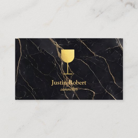 Modern Dark Marble Wine Bartender Sommelier Visitekaartje (Voorkant)