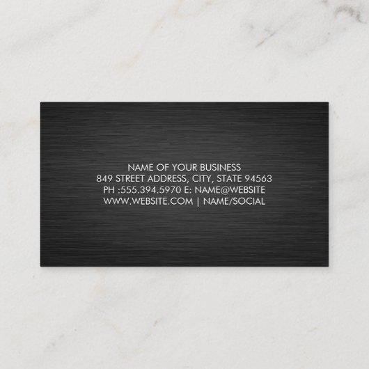 Modern Dark Metallic | Cursief Visitekaartje tekst (Achterkant)