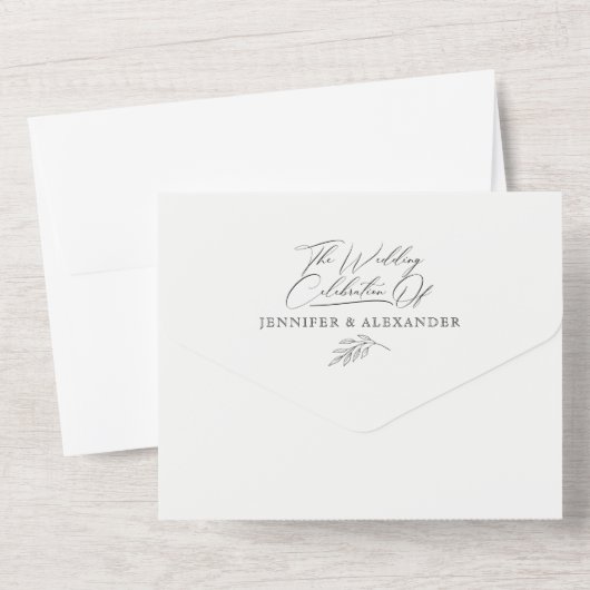 Modern Dark Moody Black Gold Wedding All In One Uitnodiging (Achterkant)