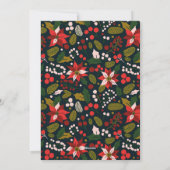 Modern Dark Moody Blue Poinsettia Feestdagenkaart (Achterkant)