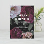 Modern Dark Moody Burgundy Pink Floral Wedding IV Kaart (Staand voorkant)