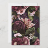 Modern Dark Moody Burgundy Pink Floral Wedding IV Kaart (Achterkant)