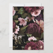 Modern Dark Moody Burgundy Script Floral Wedding I Kaart (Achterkant)