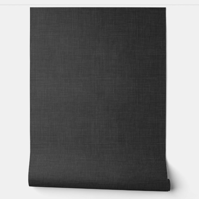 Modern Dark Moody Charcoal Linen Look Texture Behang (Afrollen)