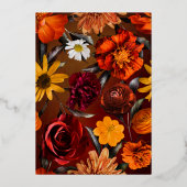 Modern Dark Moody Sunset Floral Wedding Gold Folie Uitnodiging (Achterkant)