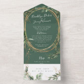 Modern Dark Moss Sage Greenery Eucalyptus Wedding All In One Uitnodiging (Binnen)