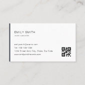 Modern Dark Navy Color Block QR-code Visitekaartje (Achterkant)