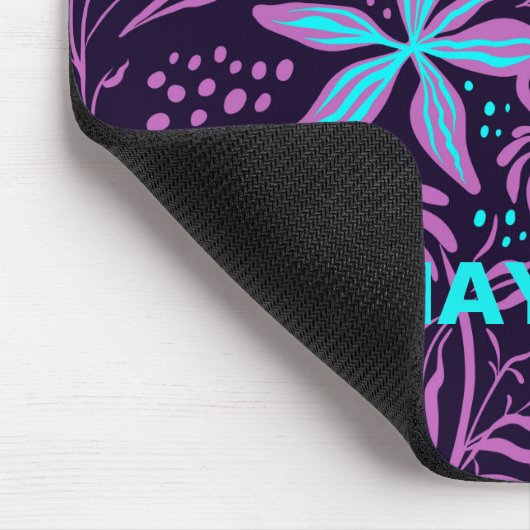 Modern Dark Paars Floral Pattern - Gepersonaliseer Muismat (Hoek)