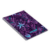Modern Dark Paars Floral Pattern - Gepersonaliseer Notitieboek (Rechterzijde)