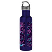 Modern Dark Paars Floral Pattern - Gepersonaliseer Waterfles (Achterkant)