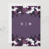 Modern Dark Paarse Floral Wedding Invitation Kaart (Achterkant)