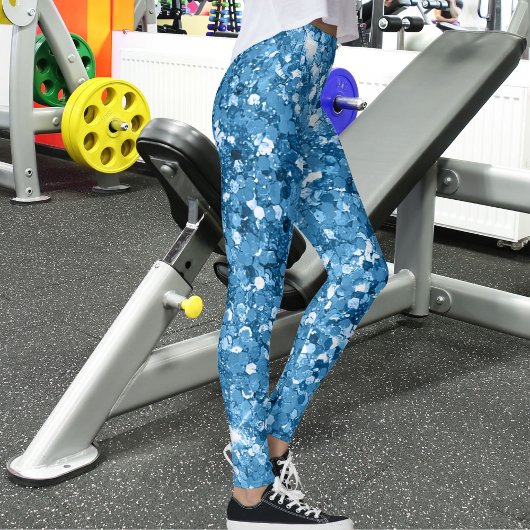 Modern Dark Pastel Light Azure Sparkling Glitter Leggings