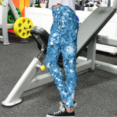 Modern Dark Pastel Light Azure Sparkling Glitter Leggings