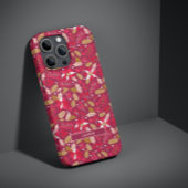 Modern Dark Pink Red Poinsettia Folk Name Pattern Case-Mate iPhone Case