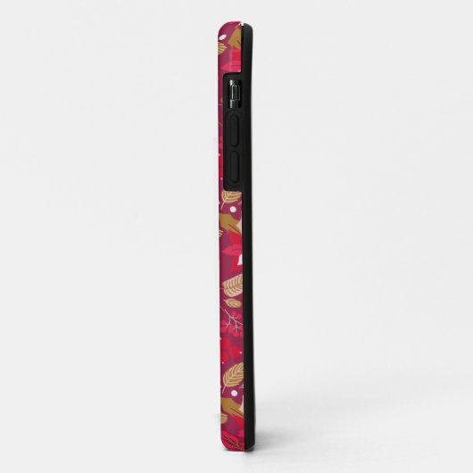 Modern Dark Pink Red Poinsettia Folk Name Pattern Case-Mate iPhone Case (Achterkant/links)