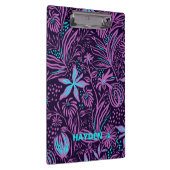 Modern Dark Purple Floral Pattern Personalised Klembord (Rechts)