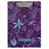 Modern Dark Purple Floral Pattern Personalised Klembord (Voorkant)