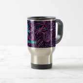 Modern Dark Purple Floral Pattern Personalised Reisbeker (Voorkant rechts)