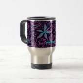 Modern Dark Purple Floral Pattern Personalised Reisbeker (Voorkant links)