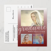 Modern Dark Red Burgundy Ombre Afstuderen Afstuder Briefkaart (Voorkant / Achterkant)