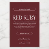 Modern Dark Red Candle Label Voedselcontainer Etiket (Enkel label)