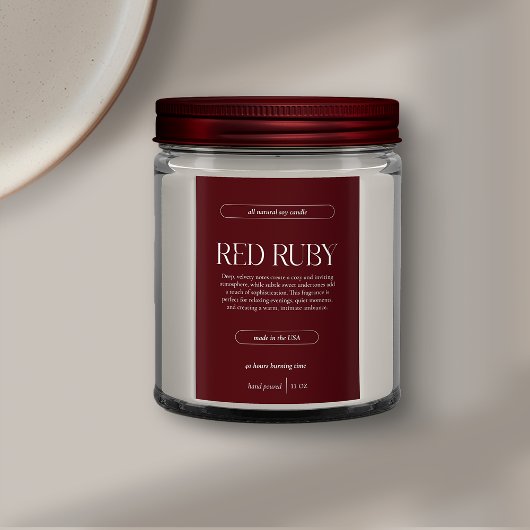 Modern Dark Red Candle Label Voedselcontainer Etiket