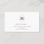 Modern Dark Red Minimalist Business Card Visitekaartje (Achterkant)