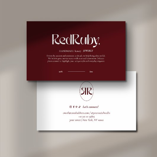 Modern Dark Red Minimalist Business Card Visitekaartje