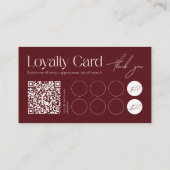 Modern Dark Red Minimalist Loyalty Card (Achterkant)