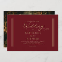 Modern Dark Red Minimalist Weddenschap