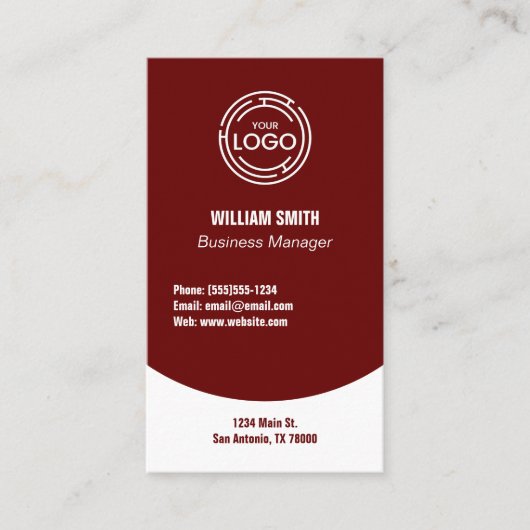 Modern Dark Red Visitekaartje (Voorkant)