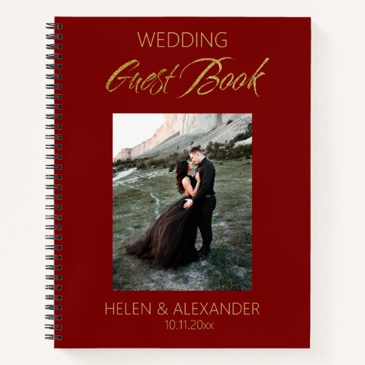 Modern Dark Red Wedding Guest Book Notitieboek (Voorkant)