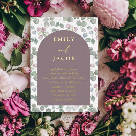 Modern Dark Roos & Gold Eucalyptus Wedding Folie Uitnodiging