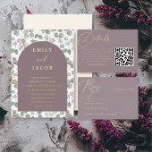 Modern Dark Roos & Gold Eucalyptus Wedding Folie Uitnodiging