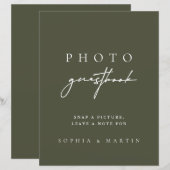 Modern Dark Sage Green Foto Guestbook Sign (Voorkant / Achterkant)