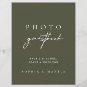 Modern Dark Sage Green Foto Guestbook Sign (Voorkant)