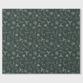 Modern Dark Sage Green Schattige kerstpatroon Cadeaupapier (Vlak)