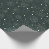 Modern Dark Sage Green Schattige kerstpatroon Cadeaupapier (Hoek)