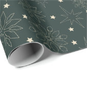 Modern Dark Sage Green Schattige kerstpatroon Cadeaupapier (Rol Hoek)