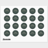 Modern Dark Sage Green Schattigee kerst Ronde Sticker (Vel)