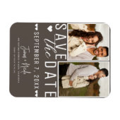 Modern Dark Taupe Bewaar de datum 2 Foto Bruiloft Magneet (Horizontaal)