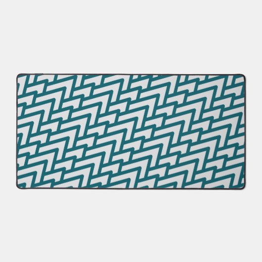 Modern Dark Teal Geometric Pattern on Light Gray Bureaumat (Voorkant)