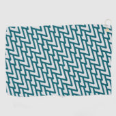 Modern Dark Teal Geometric Pattern on Light Gray Golfhanddoek (Horizontaal)