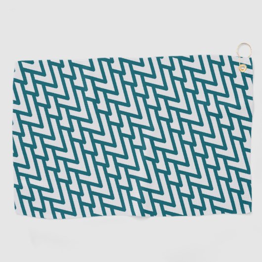 Modern Dark Teal Geometric Pattern on Light Gray Golfhanddoek (Horizontaal)