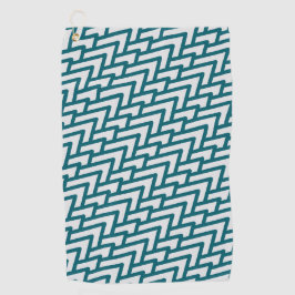 Modern Dark Teal Geometric Pattern on Light Gray Golfhanddoek