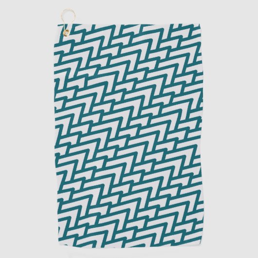 Modern Dark Teal Geometric Pattern on Light Gray Golfhanddoek (Voorkant)